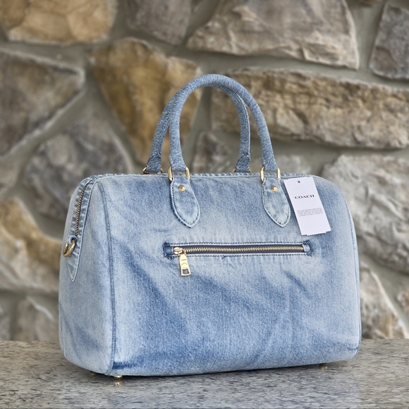 Coach Rowan Large Denim Satchel - Picture 3 of 11